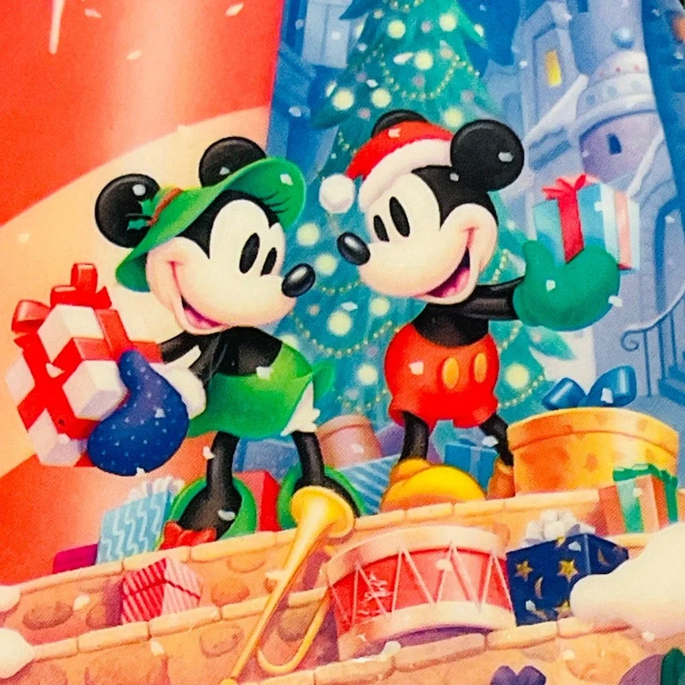 Walt Disney Mickey Minnie Mouse decoupage Christmas ornament ribbon vintage 1998